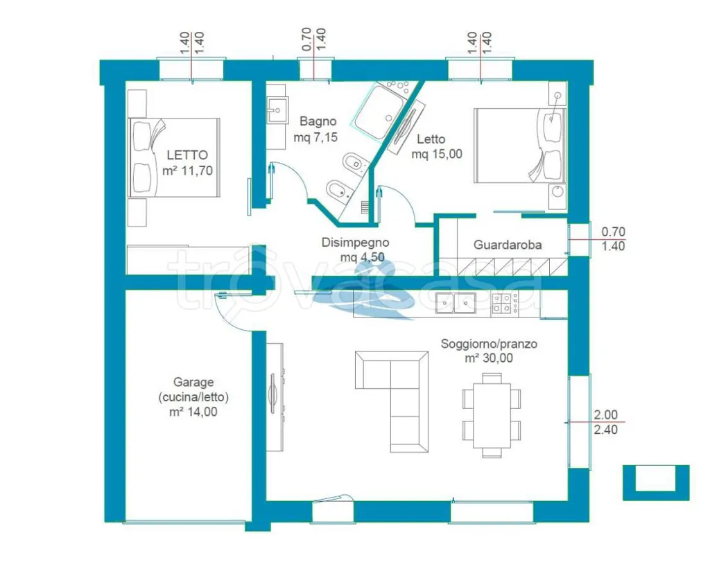Plan - Contemporary Villa with Garden in Ravenna