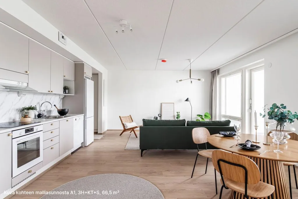 Living Room - 2-Bedroom Apartment with Balcony in Klaukkala