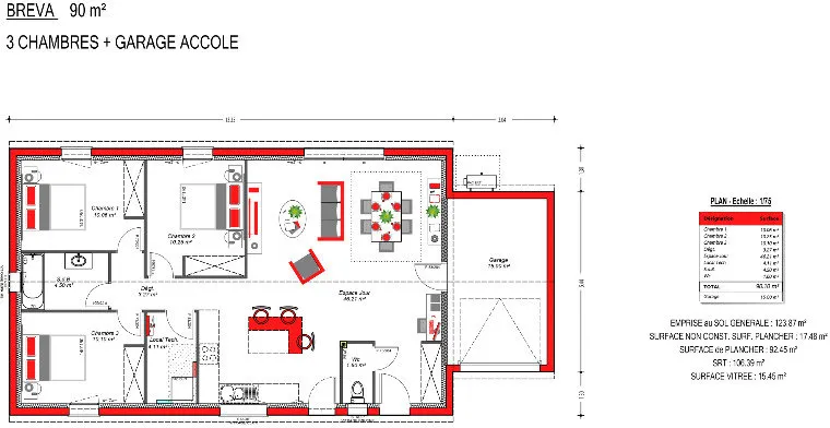 Plan - Maison Neuve avec Jardin à Lalbenque