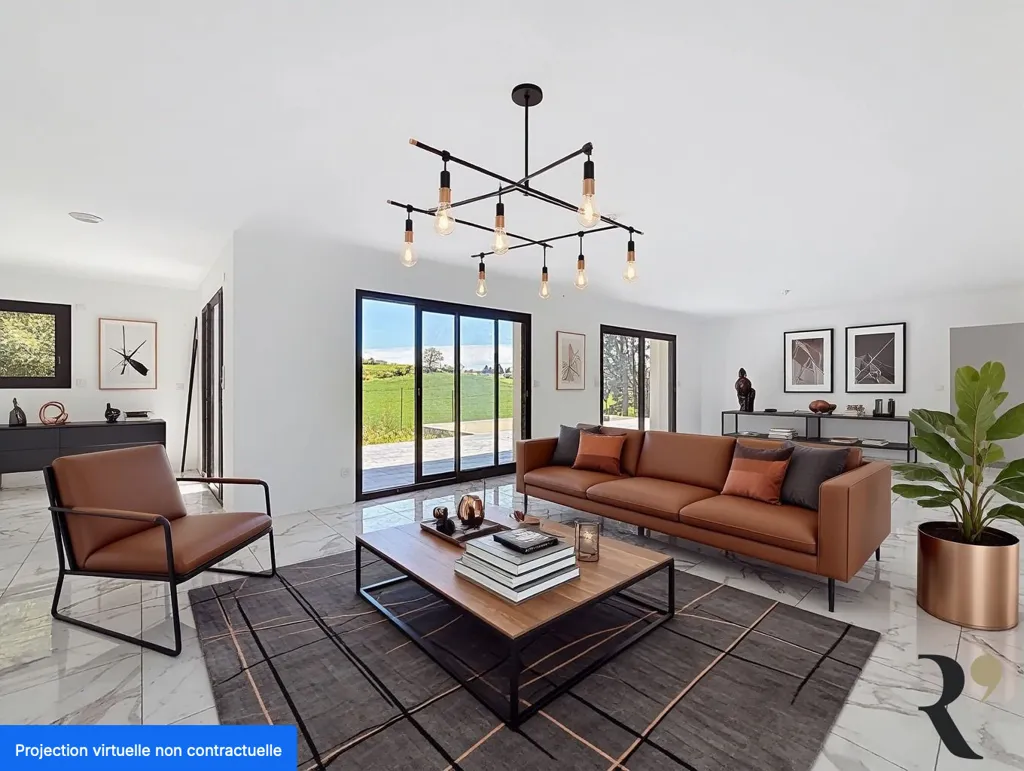 Séjour - Maison Contemporaine avec Piscine à Verfeil