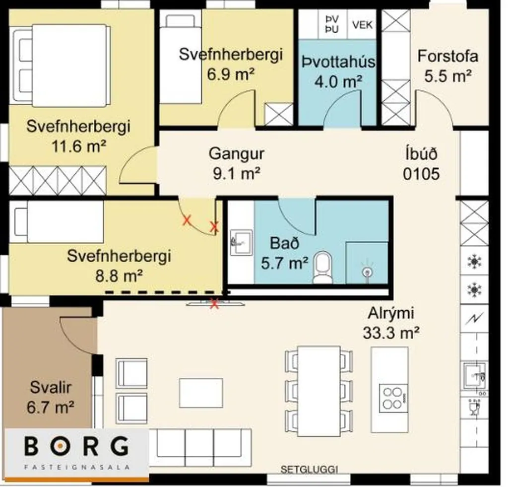 Planimetria - Apartment with Garden in Hafnarfjörður