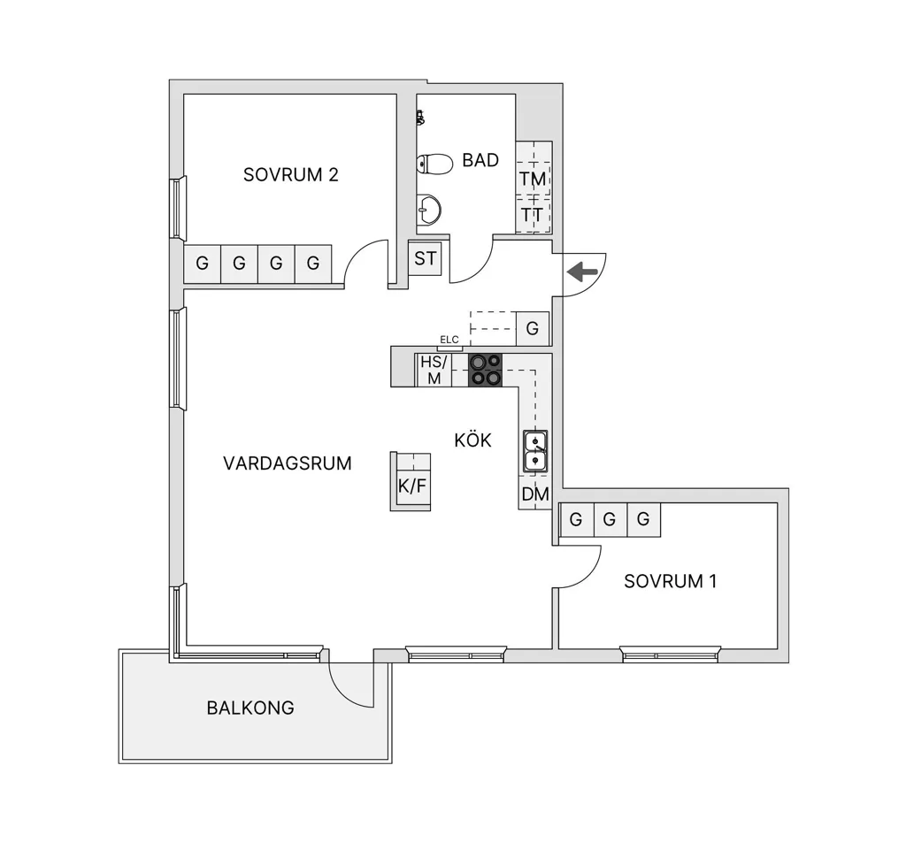 Floor Plan - Apartment with Balcony in Södermalm, Stockholm