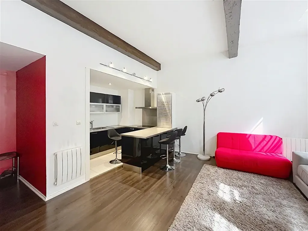 Séjour - Appartement 2 Pièces avec Hauteur sous Plafond à Bordeaux