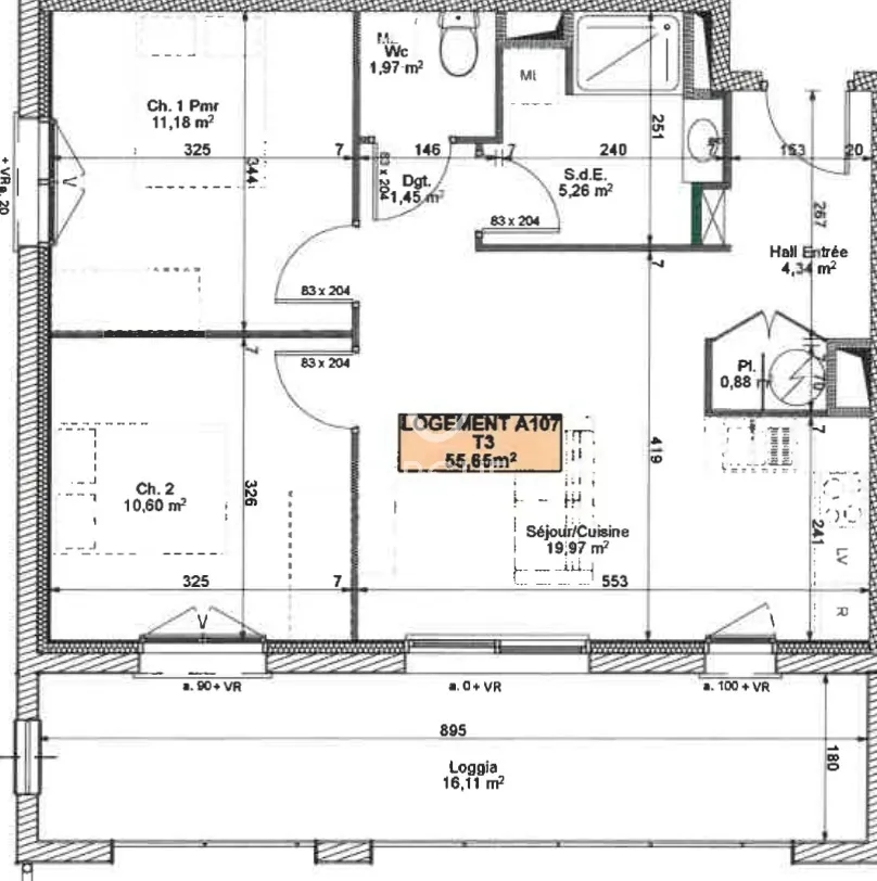 Planimetria - New T3 Apartment with Terrace in Albi