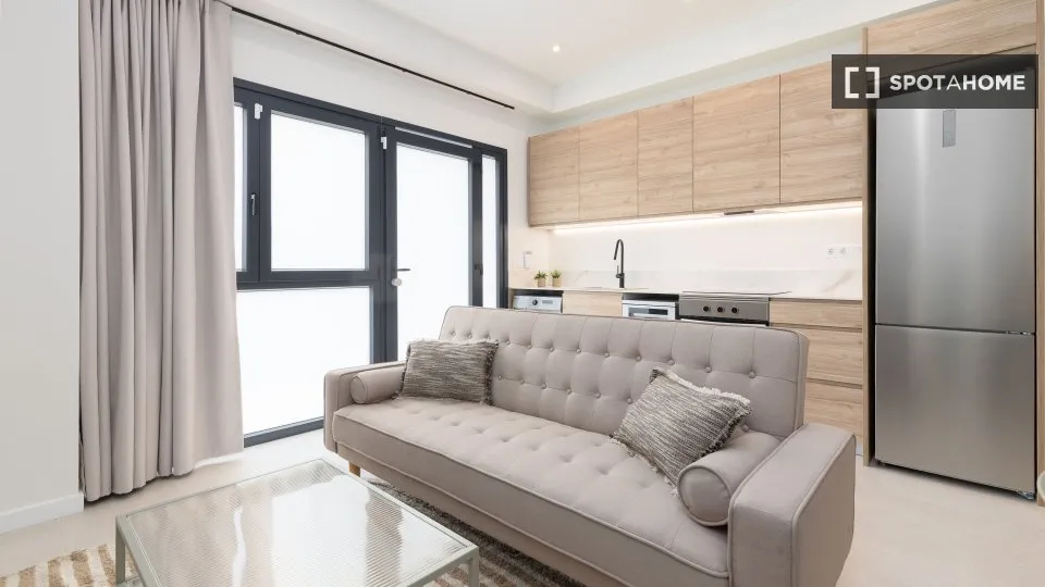 Séjour - Studio with Air Conditioning in Nou Moles, Valencia