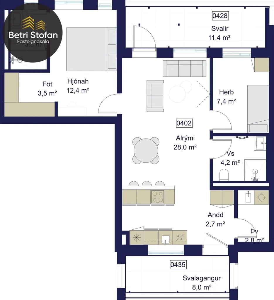 Planimetria - Apartment with Balcony in Reykjavik
