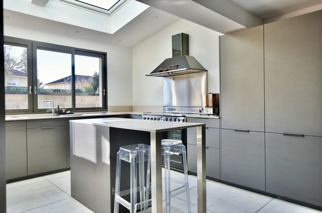 Cuisine - Villa Rénovée avec Vue Montagne à Cessy