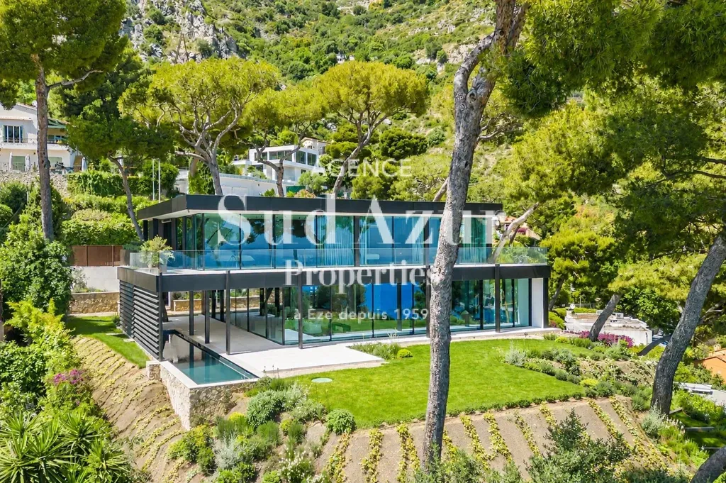 Vue aérienne - Villa Contemporaine avec Vue Mer à Èze
