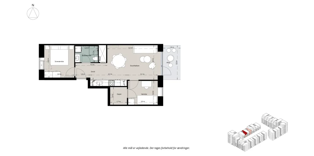 Plan - Apartment with Terrace in Glostrup