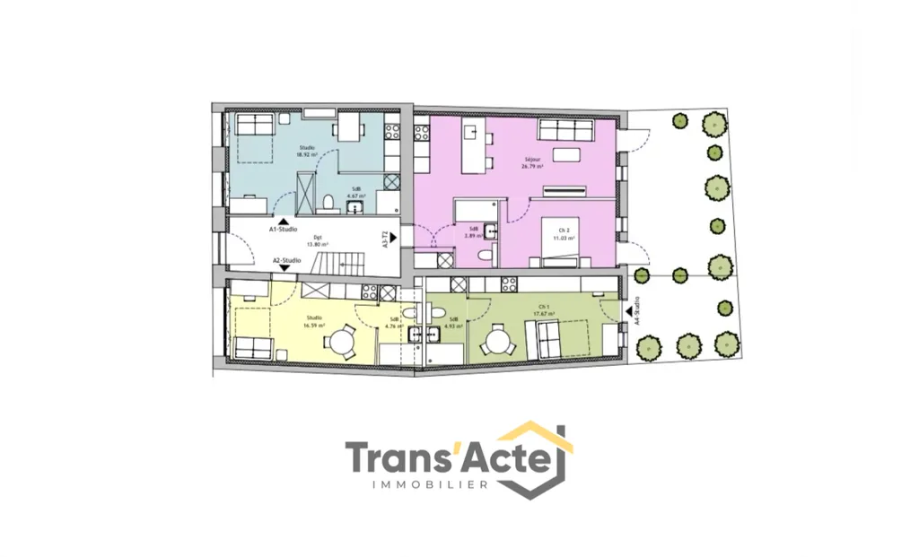 Grundriss - 1-Bedroom Apartment with Terrace in Arras