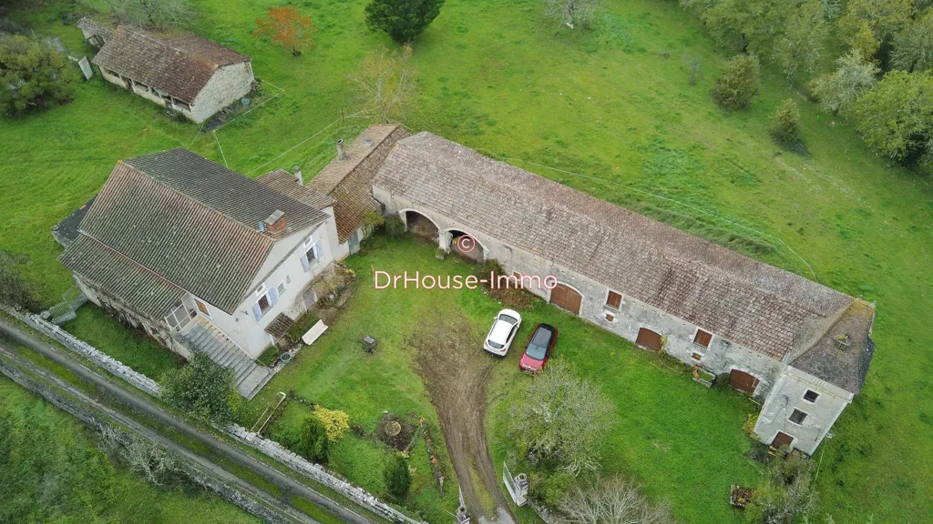Aerial - House with Barn and Orchard in Aujols