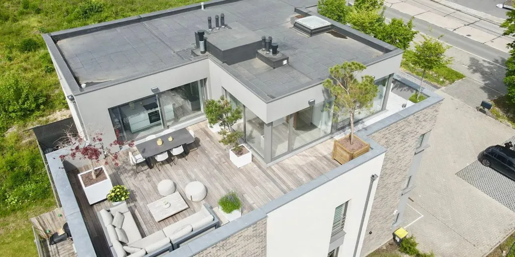 Vue aérienne - Penthouse avec Terrasse de 80 m² à Binche