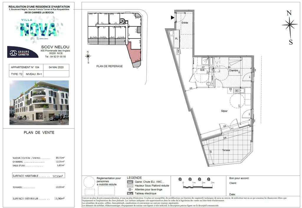 Plan - Appartement 2 Pièces avec Terrasse à Cannes