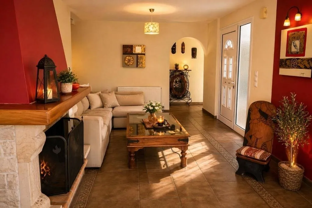 Living Room - Luxury Villa with Panoramic Views in Argostoli