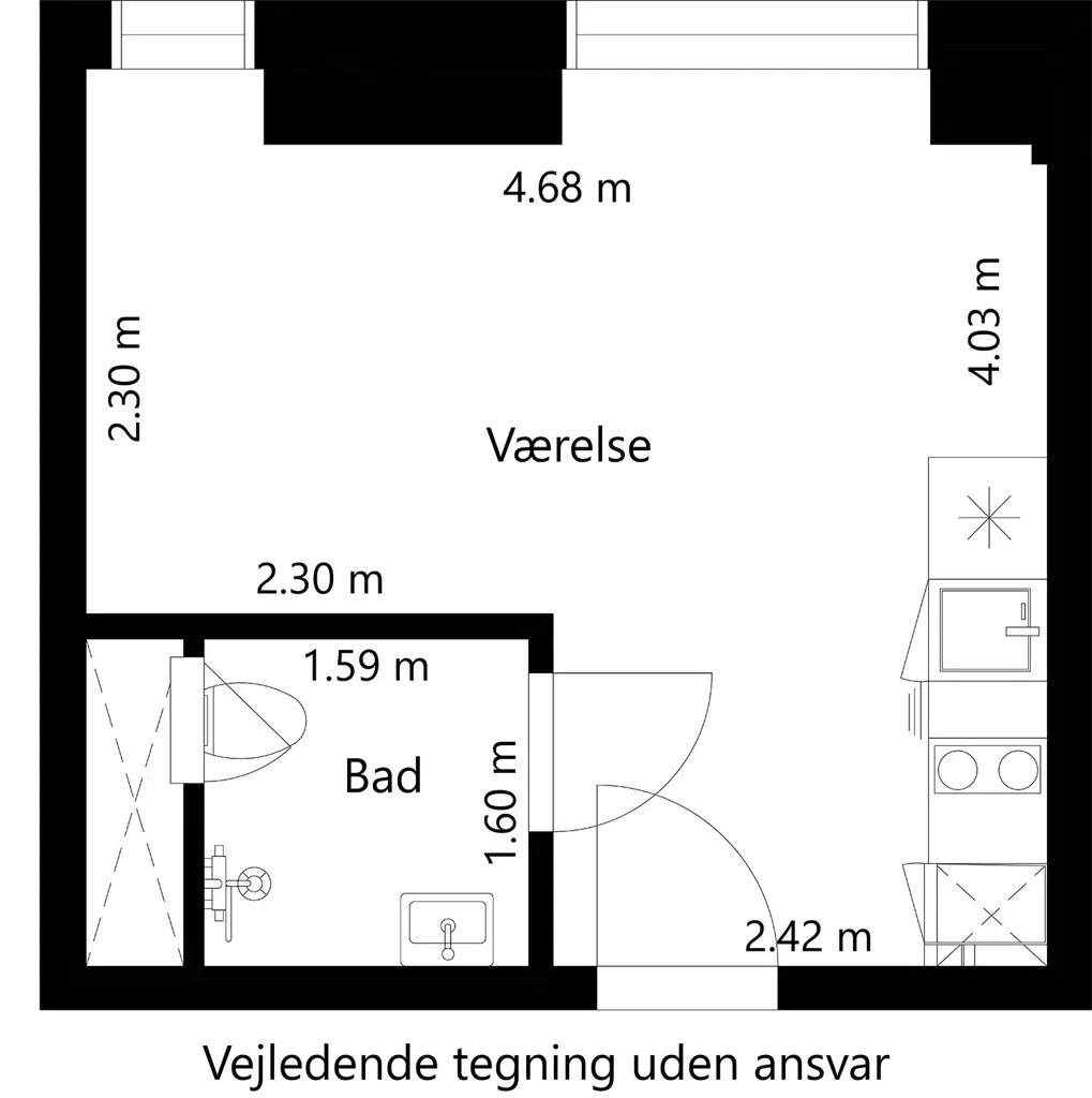 Plaan - 1-Bedroom Flat with Communal Areas in Odense C
