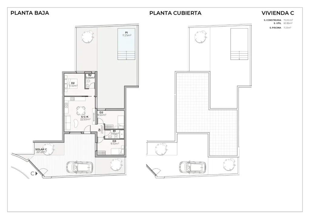 Plaan - Semi-Detached Villa with Pool in Mazarrón