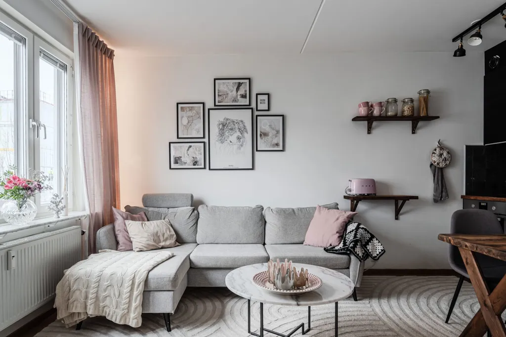 Séjour - Compact 1-Bedroom Flat with Garden View in Uppsala