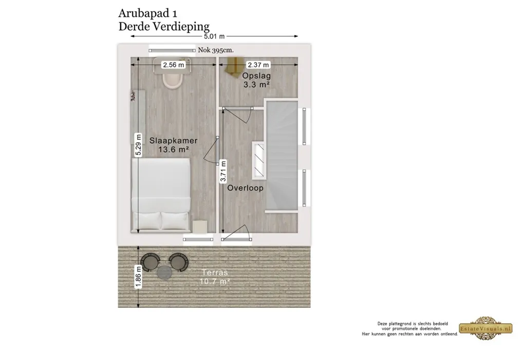 Floor Plan - Corner Apartment with Extra Mezzanine in Leiden
