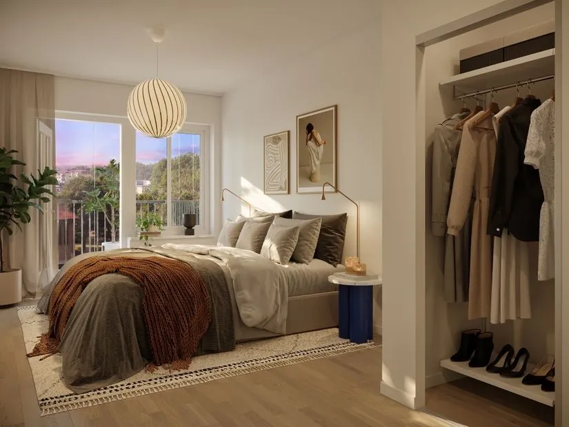 Bedrooms - Modern Flat with Balcony in Linköping