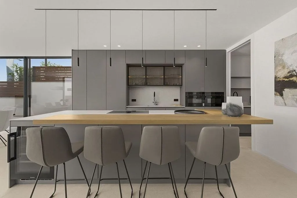 Cocina - Villa con piscina y vistas al mar en Sant Agustí