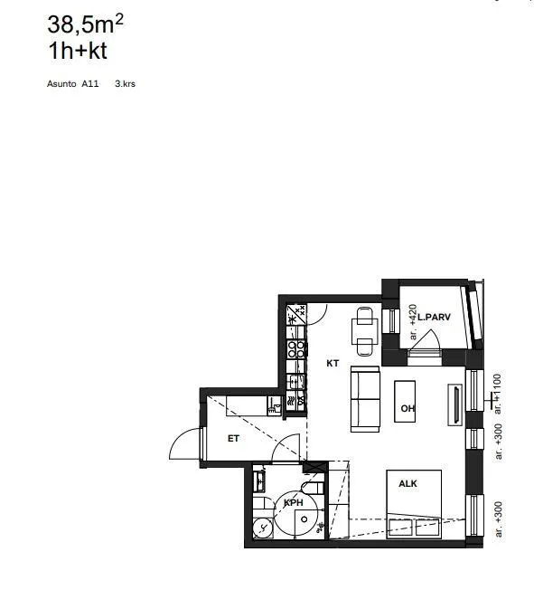 Plaan - Modern Flat with Balcony in Vuosaari, Helsinki