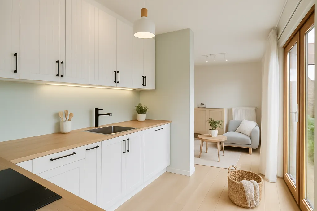 Cuisine - Appartement Moderne avec Deux Terrasses à Bruges