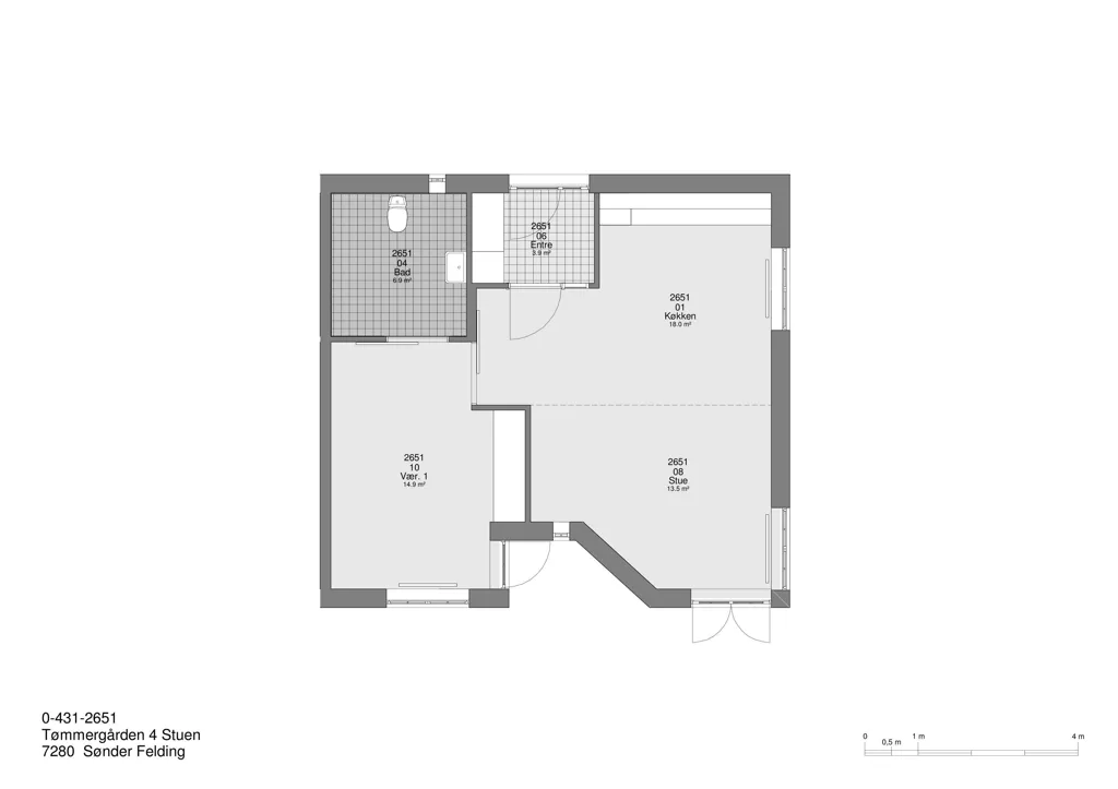 Plaan - 2-Bedroom Flat with Elevator in Sønder Felding