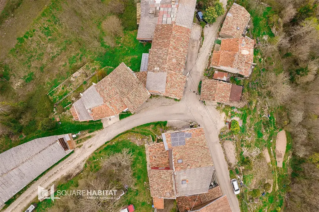 Vue aérienne - Maison en Pierre avec Vue sur les Pyrénées à Roquefixade