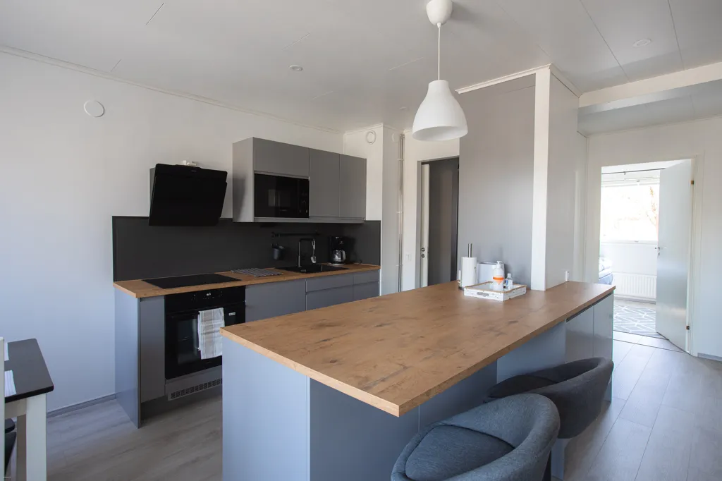Kitchen - Modernised Apartment with Terrace in Lappeenranta
