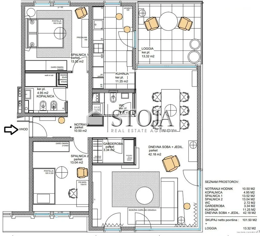 Plan - Spacious Apartment with Three Bedrooms in Rožna Dolina