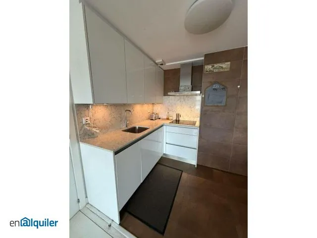 Kitchen - Furnished Apartment with River View in Donostia