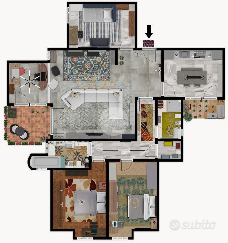 Plan - Panoramic Apartment with Balcony in Terni