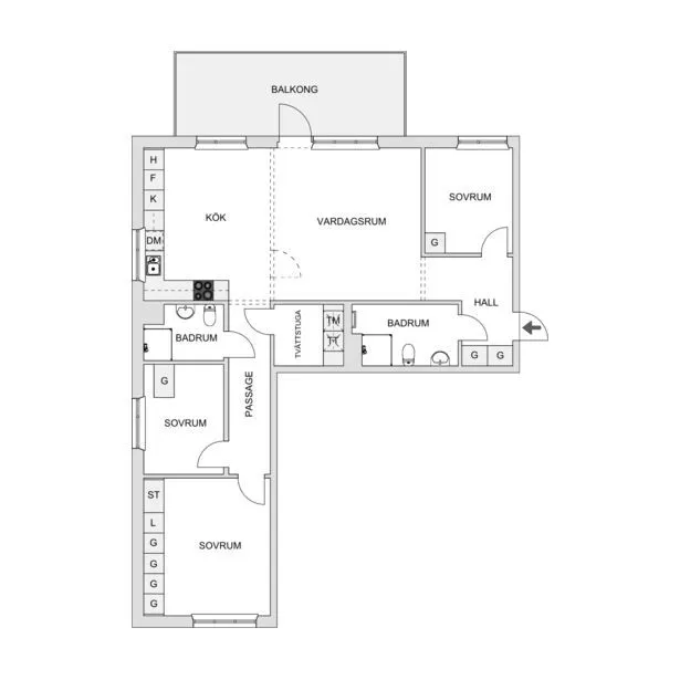 Planimetria - Modern 4-Bedroom Flat with Balcony in Backadalsstigen