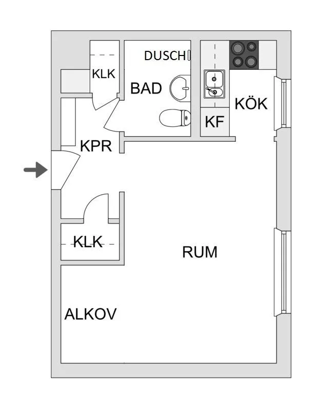 Plan - Charming One-Bedroom Flat with Low Rent in Torsgatan