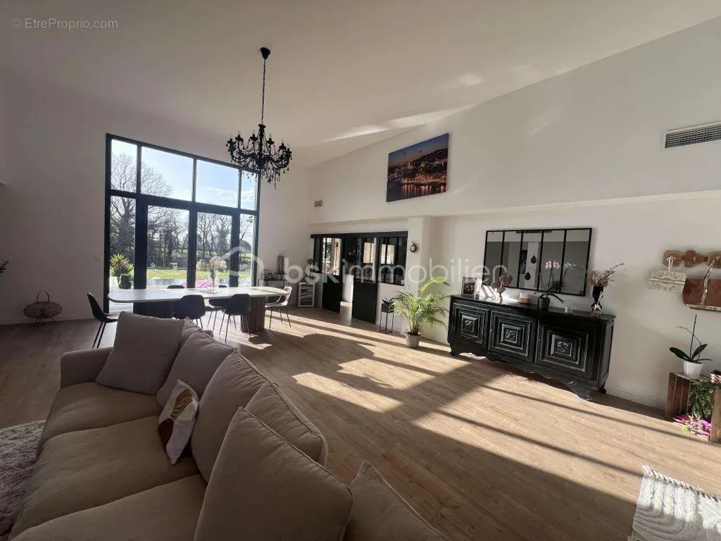 Séjour - Maison Contemporaine avec Piscine près de Coutras