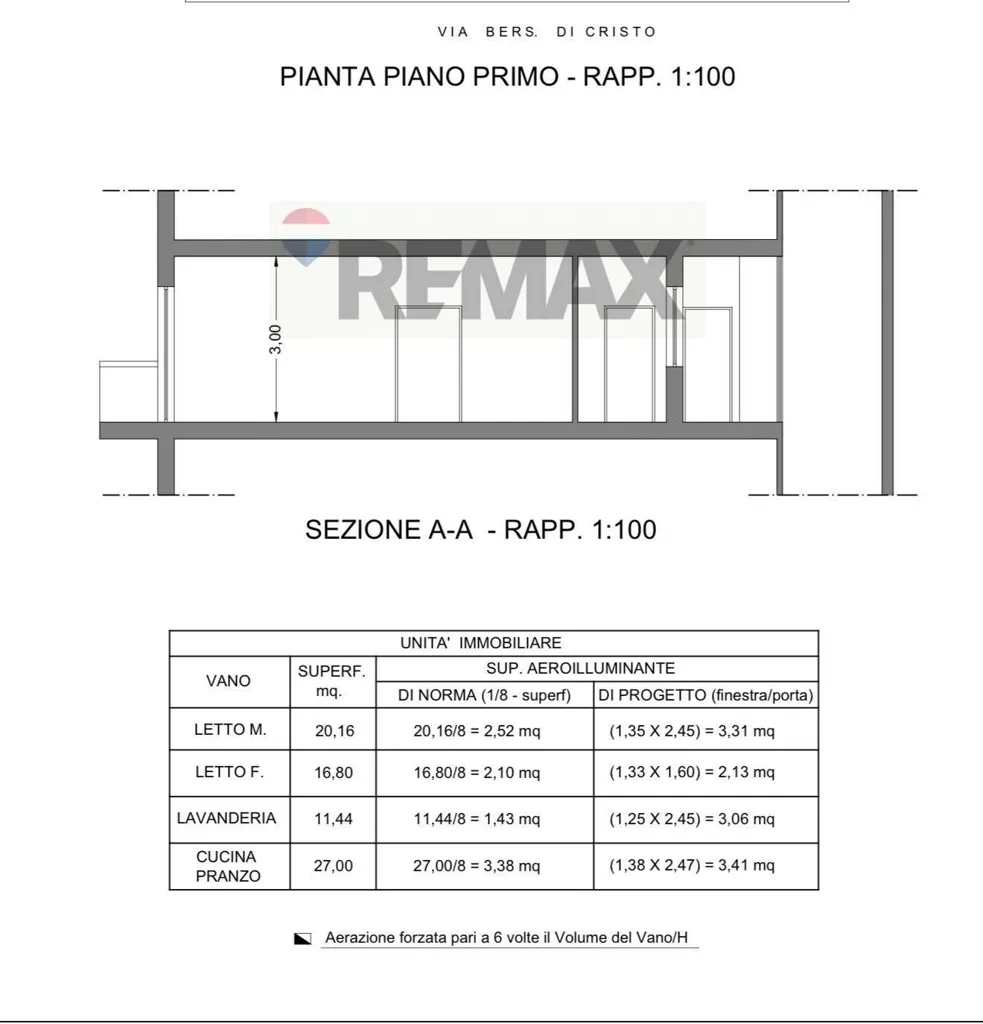 Planimetria - Three-Bedroom Apartment with Balcony in Modugno
