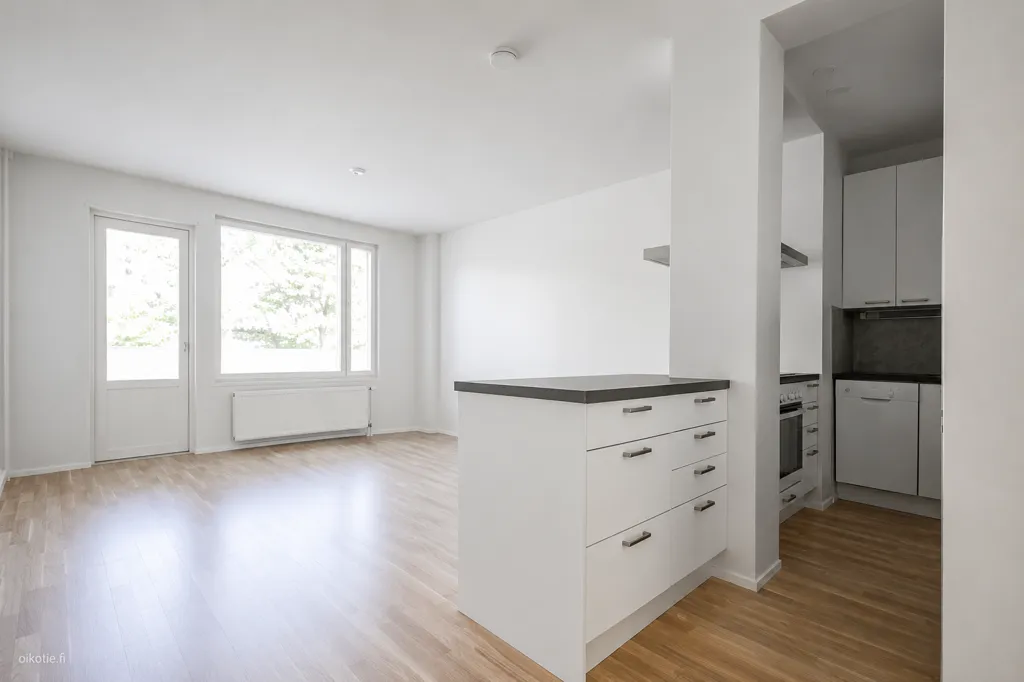 Kitchen - Modern Apartment with Balcony in Lahti Centre