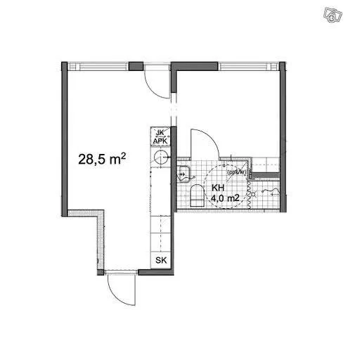 Plan - Modernised Studio Flat with Balcony in Jyväskylä