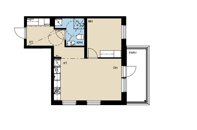 Plan - New-Build Flat with Glazed Balcony in Kaleva