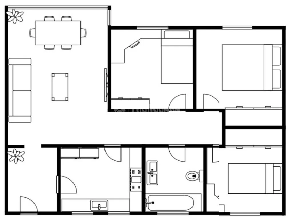 Plan - Ground Floor Flat with Garden View in Latina