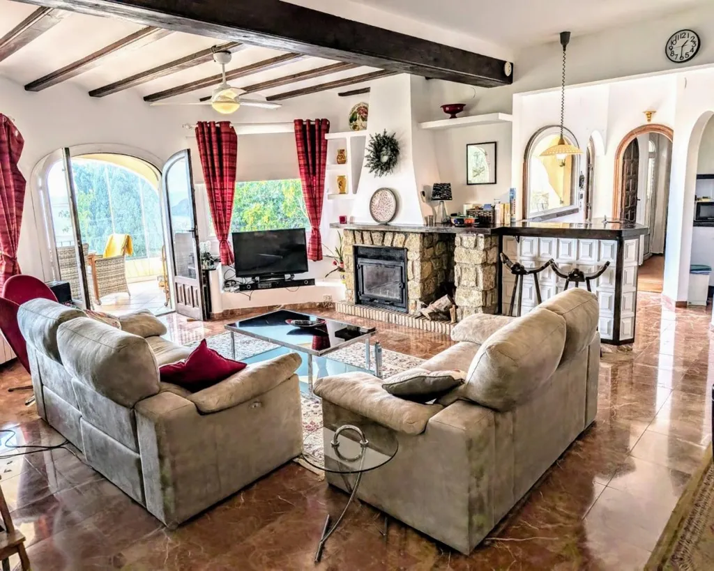 Living Room - Traditional Villa with Sea View in Benimeit, Moraira