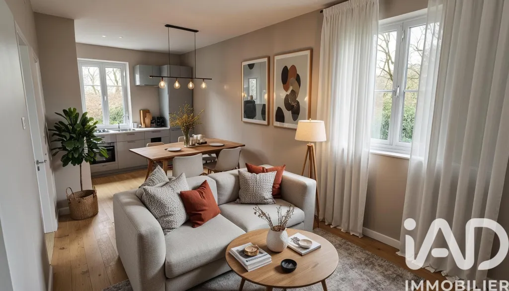 Séjour - Appartement T3 Rénové à Vaulx-Milieu