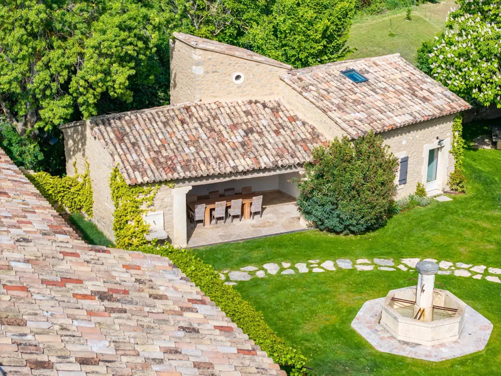 Vue aérienne - Mas de Luxe avec Piscine à Oppède le Vieux