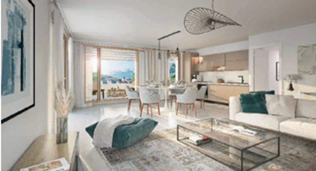 Séjour - Appartement Luxe 4 Pièces, 6ème Étage à Annecy