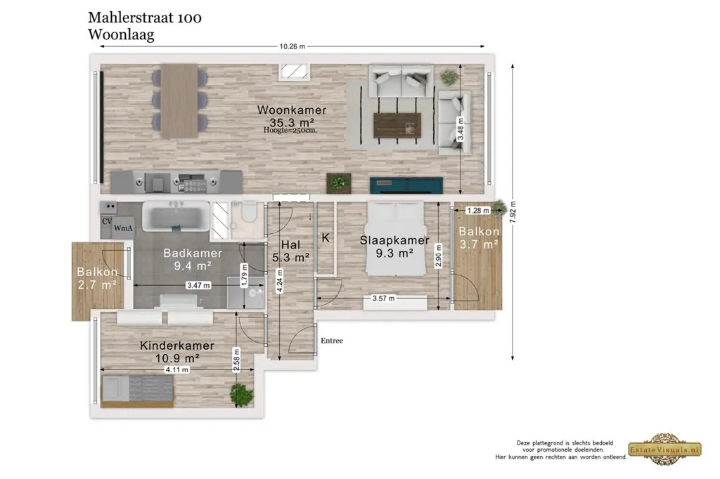 Plan - Apartment with Two Balconies in Leiden