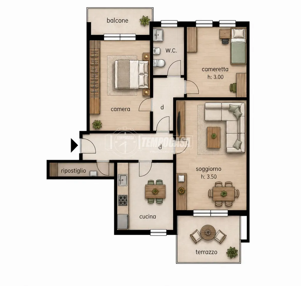Plan - Spacious Apartment with Two Terraces in Favria