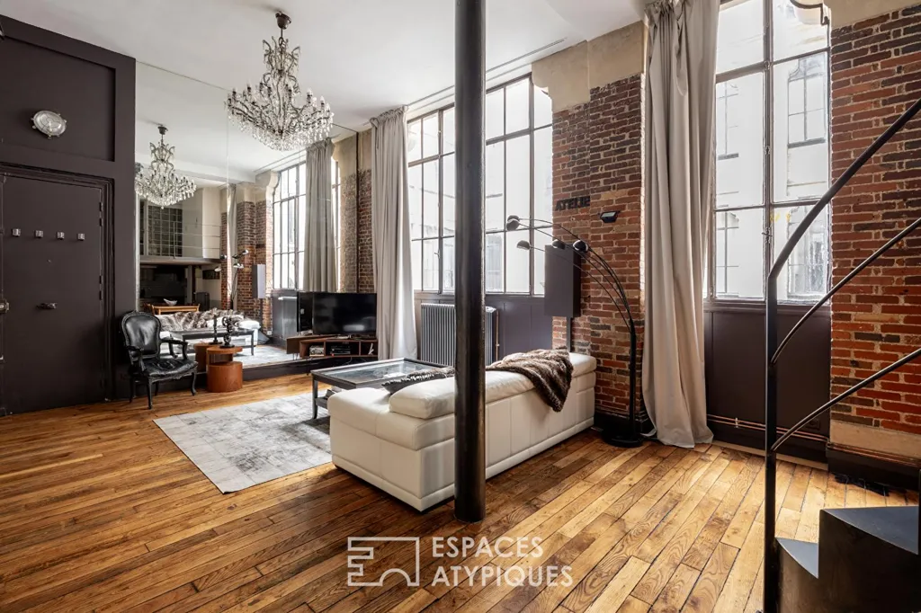 Séjour - Loft Industriel au Cœur de la Rue Martel