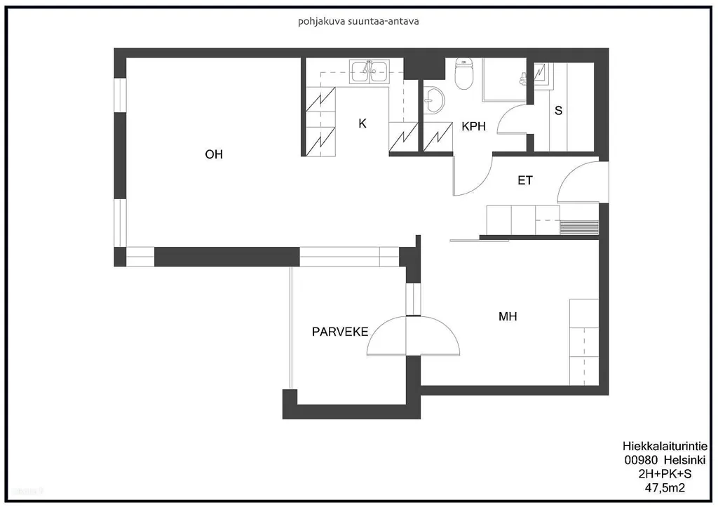Plan - Efficient 2-Bed Flat with Sauna in Kallahti, Helsinki