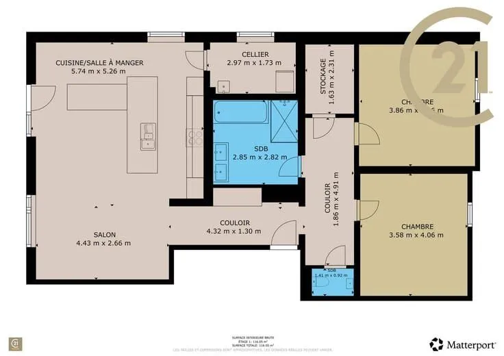Appartement 2 chambres à BE