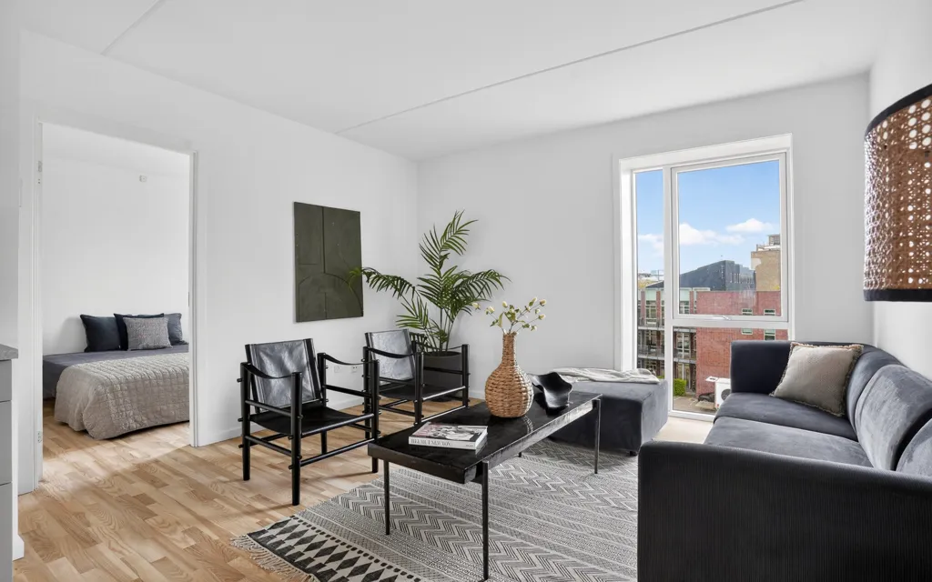 Living Room - Apartment with Garden View in Valby Have